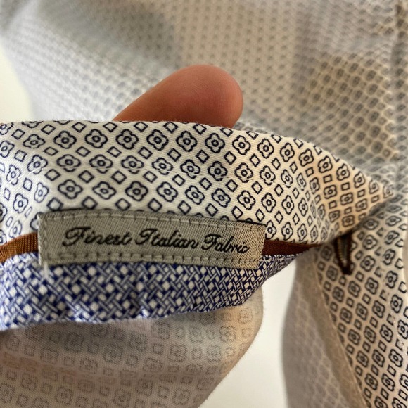 Ted Baker London Sz 4 Button Up Shirt Long Sleeve Flip Cuff Dress Shirt Pattern - Picture 4 of 9